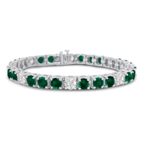 16 Carat Emerald and Diamond Bracelet In 14 Karat White Gold