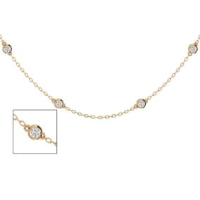 14 Karat Yellow Gold 1 Carat Diamonds By The Yard Necklace, 16-18 Inches.