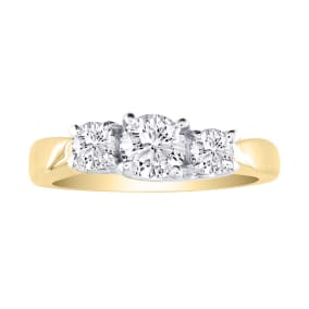 1/4ct Three Diamond Engagement Ring In 10k Yellow Gold
