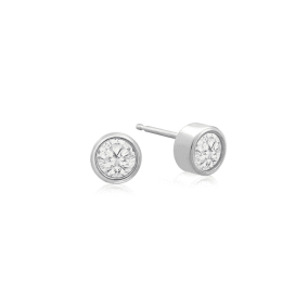 1/5 Carat Natural Bezel Set Diamond Stud Earrings Crafted In 14 Karat White Gold
