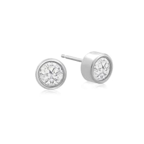 1/3 Carat Natural Bezel Set Diamond Stud Earrings Crafted In 14 Karat White Gold