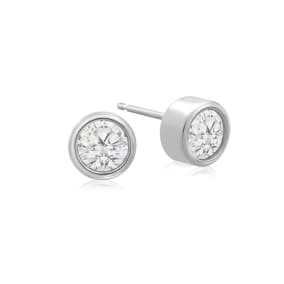 1/2 Carat Natural Bezel Set Diamond Stud Earrings Crafted In 14 Karat White Gold