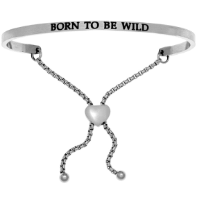 Silver "BORN TO BE WILD" Adjustable Bracelet

