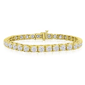 10 1/2 Carat Diamond Tennis Bracelet In 14 Karat Yellow Gold, 6 1/2 Inches