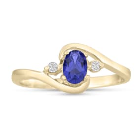1/2ct Tanzanite and Diamond Ring In 14K Yellow Gold
