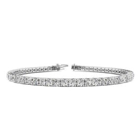 4 1/4 Carat Natural Diamond Tennis Bracelet In 14 Karat White Gold, 7 1/2 Inches