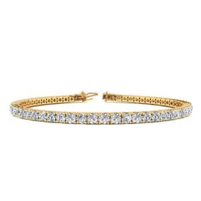 4 1/2 Carat Diamond Tennis Bracelet In 14 Karat Yellow Gold, 8 Inches