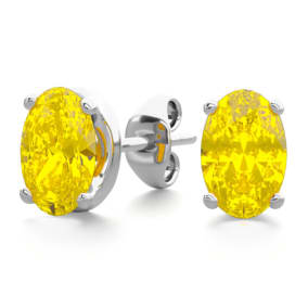 1 Carat Oval Shape Citrine Stud Earrings In Sterling Silver
