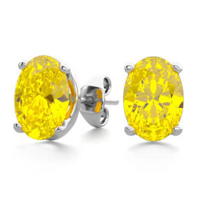 1 1/2 Carat Oval Shape Citrine Stud Earrings In Sterling Silver
