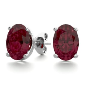 2 Carat Oval Shape Garnet Stud Earrings In Sterling Silver
