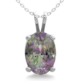 1 Carat Oval Shape Mystic Topaz Necklace In Sterling Silver, 18 Inches