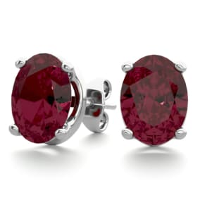 3 Carat Oval Shape Garnet Stud Earrings In Sterling Silver