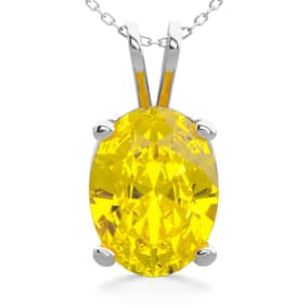 1 Carat Oval Shape Citrine Necklace In Sterling Silver, 18 Inches