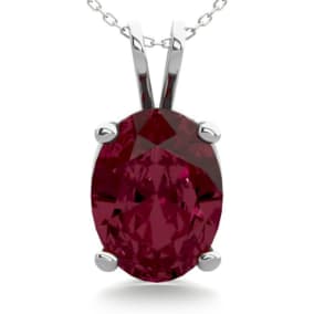 Garnet Necklace: Garnet Jewelry: 1 1/2 Carat Oval Shape Garnet Necklace In Sterling Silver, 18 Inches