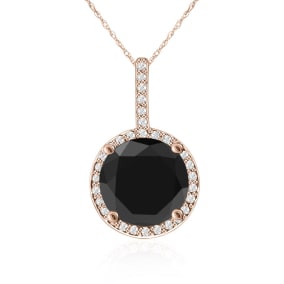 4 1/4 Carat Black and White Diamond Halo Necklace In 14 Karat Rose Gold