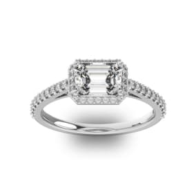 1 1/3 Carat Natural Halo Diamond Engagement Ring in 14 Karat White Gold