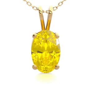 1/2 Carat Oval Shape Citrine Necklace In 14K Yellow Gold Over Sterling Silver, 18 Inches