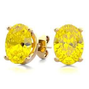 2 Carat Oval Shape Citrine Stud Earrings In 14K Yellow Gold Over Sterling Silver