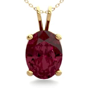 1 1/2 Carat Oval Shape Garnet Necklace In 14K Yellow Gold Over Sterling Silver, 18 Inches