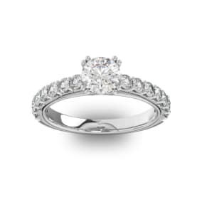 1 1/2 Carat Natural Round Shape Double Prong Set Engagement Ring In 14 Karat White Gold