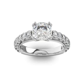 4 1/2 Carat Round Shape Double Prong Set Engagement Ring In 14 Karat White Gold