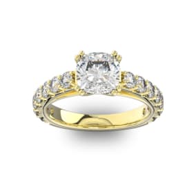 4 1/2 Carat Round Shape Double Prong Set Engagement Ring In 14 Karat Yellow Gold