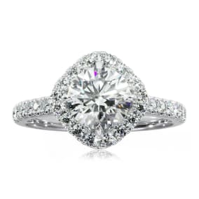 1 1/3 Carat Cushion Style Halo Diamond Engagement Ring in 14 Karat White Gold 