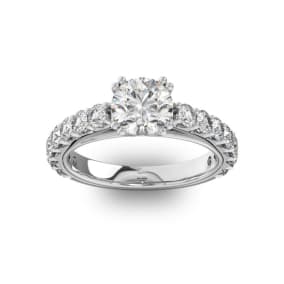 2 1/2 Carat Natural Round Shape Double Prong Set Engagement Ring In 14 Karat White Gold