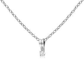 .025 Carat Natural Diamond Necklace In Sterling Silver, 18 Inches. 
