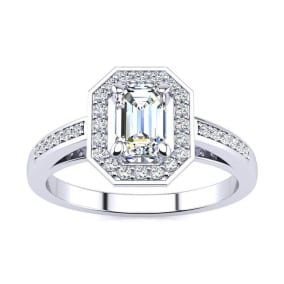 1 Carat Natural Halo Diamond Engagement Ring In 14 Karat White Gold
