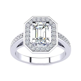 1 1/3 Carat Natural Halo Diamond Engagement Ring In 14 Karat White Gold