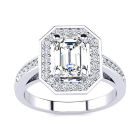 2 Carat Natural Halo Diamond Engagement Ring In 14 Karat White Gold