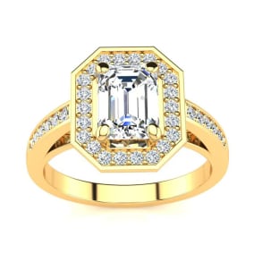 2 Carat Natural Halo Diamond Engagement Ring In 14 Karat Yellow Gold