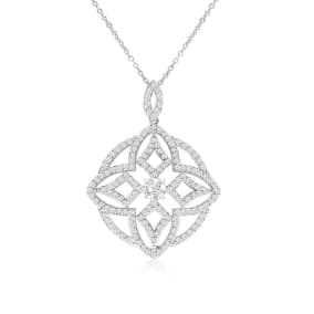 4 Carat Natural Natural Diamond Medallion Pendant made in 18 Karat White Gold