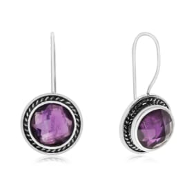 8 1/2 Carat Amethyst Earrings In Sterling Silver With Rope Detail