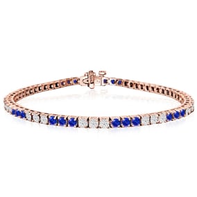 5 Carat Tanzanite and Diamond Bracelet In 14 Karat Rose Gold