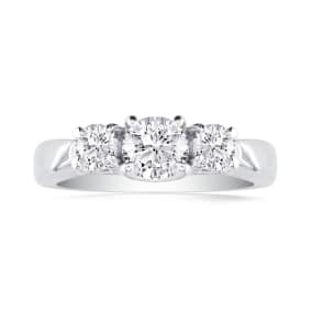 Cheap Engagement Rings, 1/4ct Three Diamond Ring in White Gold