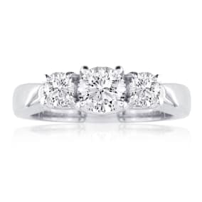 1/2ct Engagment Natural Three Diamond Ring in 14k White Gold