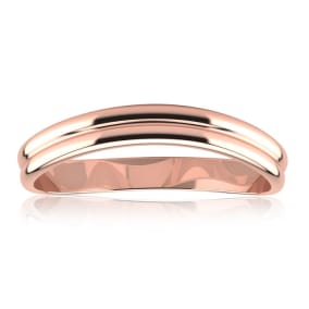 10K Rose Gold 3MM Comfort Fit Curved Double Wave Thumb Rings