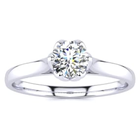 1/2 Carat Colorless Diamond Solitaire Engagement Ring in White Gold