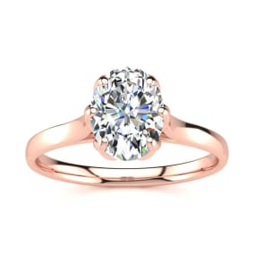 1 Carat Oval Shape Solitaire Engagement Ring In 14 Karat Rose Gold