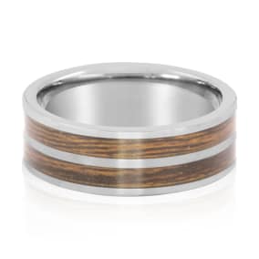 8MM Ethically Sourced Koa Wood and Tungsten Carbide Double Row Ring
