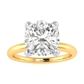3 Carat Natural Cushion Diamond Engagement Ring In 14K Yellow Gold