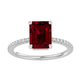 2 1/3 Carat Ruby and Diamond Ring In 14 Karat White Gold