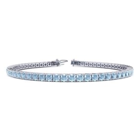 Aquamarine Bracelet: Aquamarine Jewelry: 6.5 Inch 3 1/2 Carat Aquamarine Tennis Bracelet In 14K White Gold