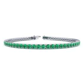 4 Carat Emerald Tennis Bracelet In 14 Karat White Gold, 6 Inches