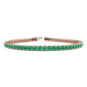 4 Carat Emerald Tennis Bracelet In 14 Karat Rose Gold, 6 Inches