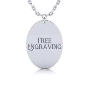 Sterling Silver Oval Disc Necklace With Free Custom Engraving, 18 Inches