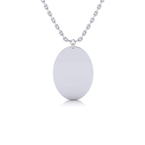Sterling Silver Oval Disc Necklace, 18 Inches