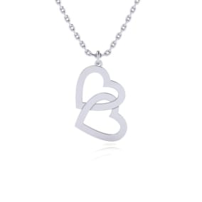 Sterling Silver Double Heart Necklace, 18 Inches